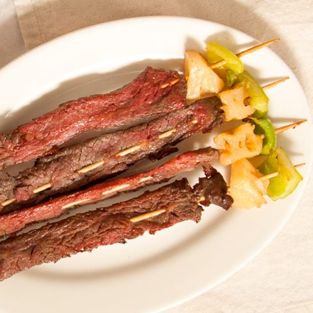 Cho-Cho Beef on the Stick (Four Pieces).